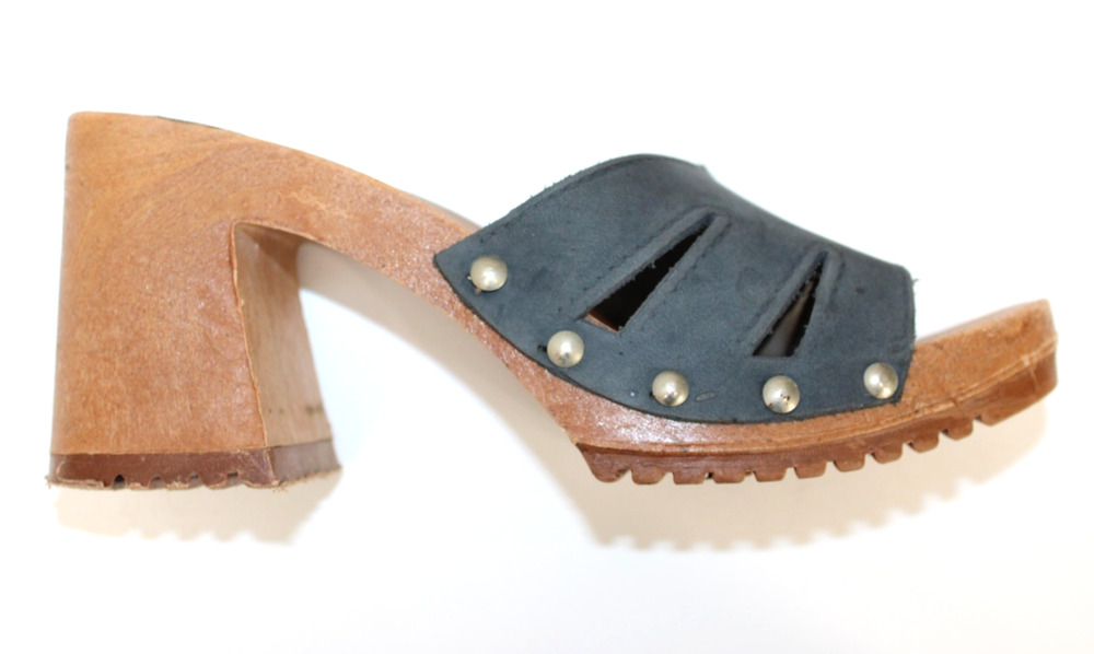 Vintage Leather Collection Sandals Chunky Slides Heels Italy US 6
